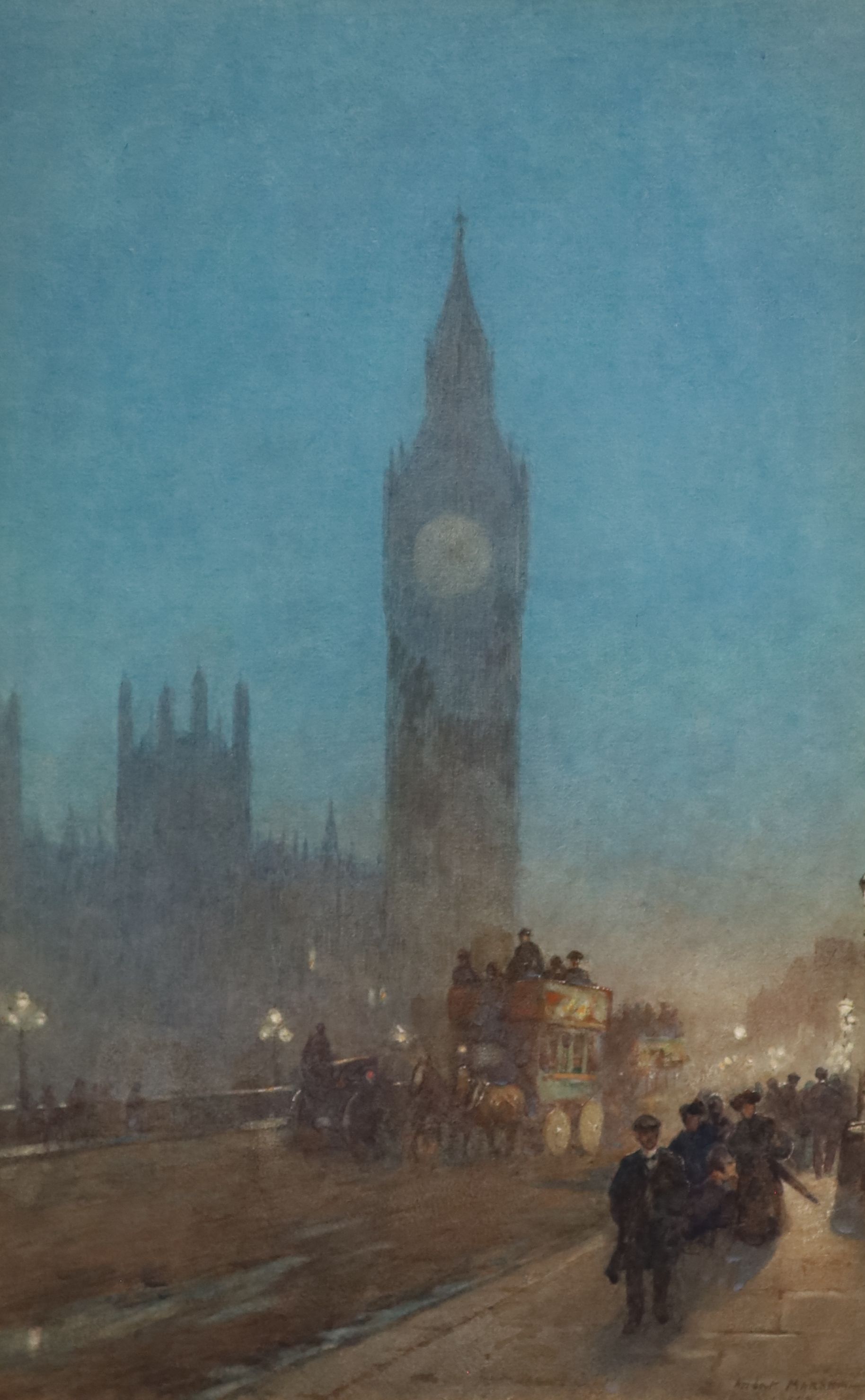 Herbert Menzies Marshall (1841-1913), Twilight on Westminster Bridge, watercolour, 45 x 28 cm